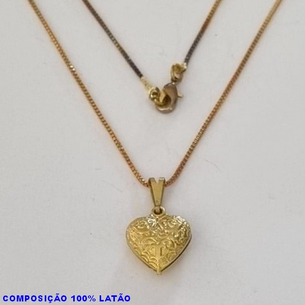 GARGANTILHA NO BRUTO PRONTO PARA O BANHO - (464) - GARGANTILHA COM CORRENTE VENEZIANA E PINGENTE PINGENTE CORAÇÃO C/ DESENHO 15MM - TAMANHO 45,0CM- FECHO LAGOSTA - PESO 2,8GR BRU100187A