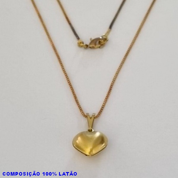 GARGANTILHA NO BRUTO PRONTO PARA O BANHO - (823) - GARGANTILHA COM CORRENTE VENEZIANA E PINGENTE CORAÇÃO DUPLO 12,5X11MM TAMANHO 45,0CM- FECHO LAGOSTA - PESO 2,8GR BRU100192A