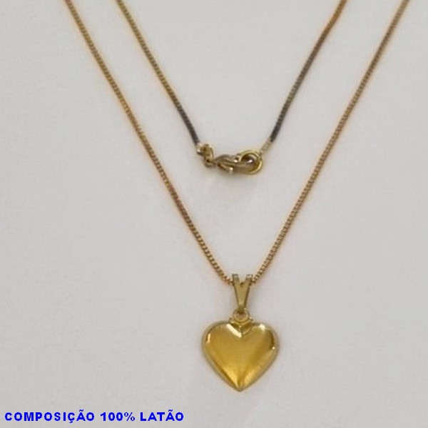 GARGANTILHA NO BRUTO PRONTO PARA O BANHO - (4257) - GARGANTILHA COM CORRENTE VENEZIANA E PINGENTE CORAÇÃO METADE LISO 12MM TAMANHO 45,0CM- FECHO LAGOSTA - PESO 2,3GR BRU100212A