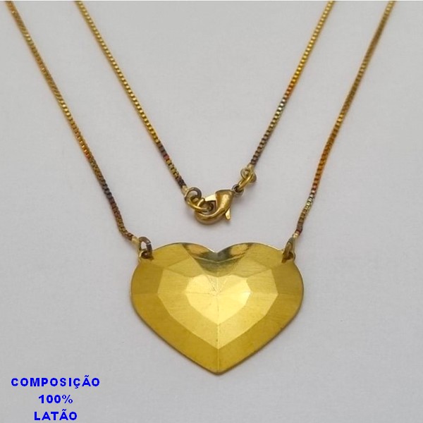 GARGANTILHA NO BRUTO PRONTO PARA O BANHO - (4700) - GARGANTILHA COM CORRENTE VENEZIANA E PINGENTE CORAÇÃO FACETADO 25MM TAMANHO 45,0CM- FECHO LAGOSTA - PESO 3,9GR BRU100231A