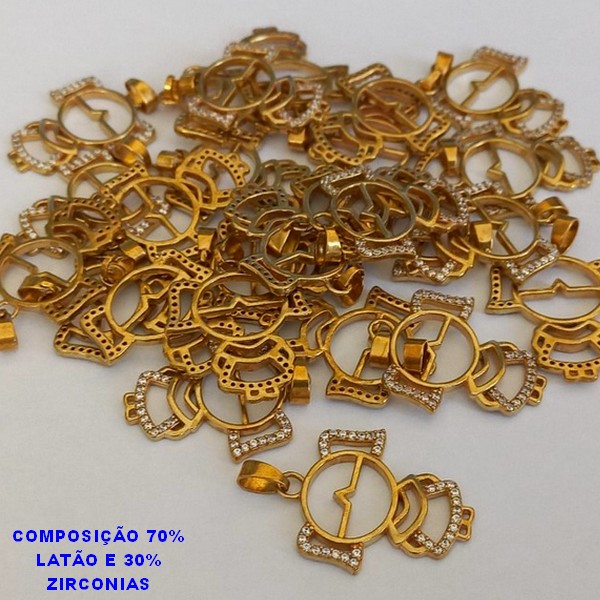 PINGENTE NO BRUTO PRONTO PARA O BANHO (CX09) - PINGENTE DE MENINA TODO CRAVEJADO EM MICRO ZIRCÔNIAS - PESO TOTAL 1,4GR - TAMANHO 23MM - (VENDIDO POR UNIDADE) BRU000644