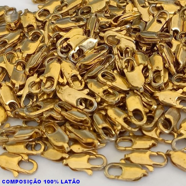 ACESSÓRIO NO BRUTO PRONTO PARA O BANHO - FECHO LAGOSTA ITALIANO 12MM COMPOSIÇÃO 100% LATÃO - VENDAS POR UNIDADES - PESO 0,5GR - BRU000648
