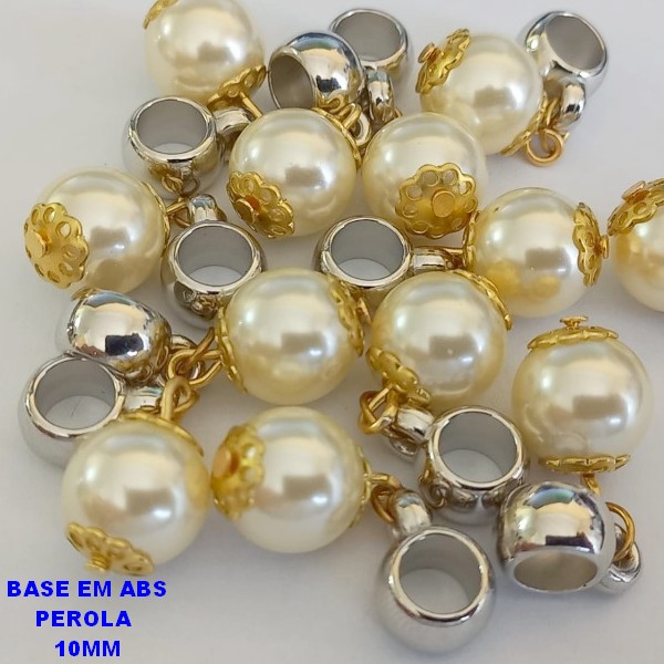 ACESSÓRIO NO BRUTO PRONTO PARA O BANHO PÉROLA 10MM - BERLOQUE PARA PULSEIRA SIMILAR A PANDORA(PEÇA VENDIDA POR UNIDADE) - SEPARADOR ABS  PESO 1,1GR - BRU000649