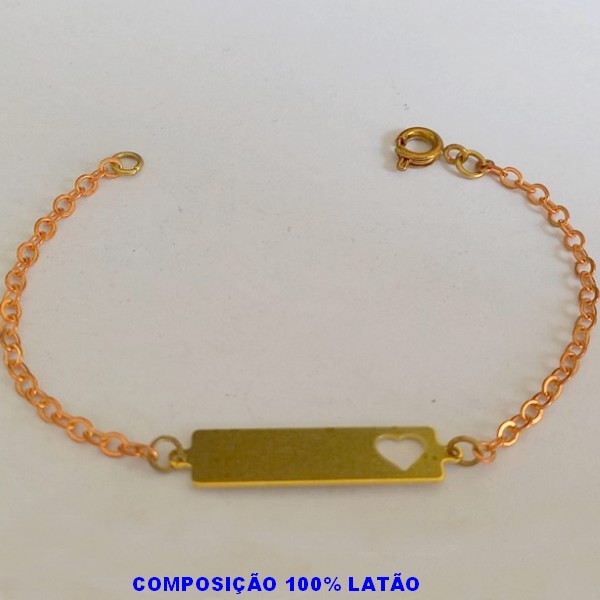 PULSEIRA NO BRUTO PRONTO PARA O BANHO (INFANTIL) COM CHAPINHA CORAÇÃO (E2914) - TAMANHO 15CM PESO TOTAL 1,7GR - BRU100239A