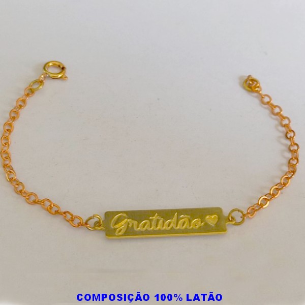 PULSEIRA NO BRUTO PRONTO PARA O BANHO (INFANTIL) COM CHAPINHA GRATIDÃO - TAMANHO 15CM PESO TOTAL 1,6GR - BRU100240A
