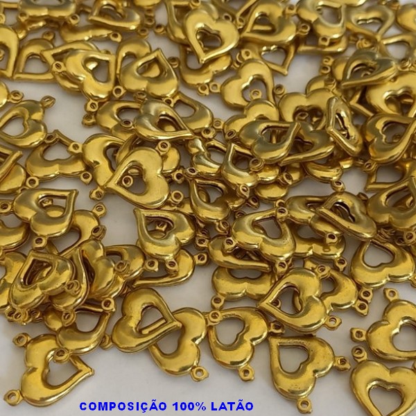 ACESSÓRIO BRUTO PRONTO PARA BANHO (CX20) -  (E2874) CORAÇÃO DUPLO VENDIDA POR UNIDADE COMPOSIÇÃO LATÃO - PESO 0,5GR - TAMANHO 29MM BRU000679