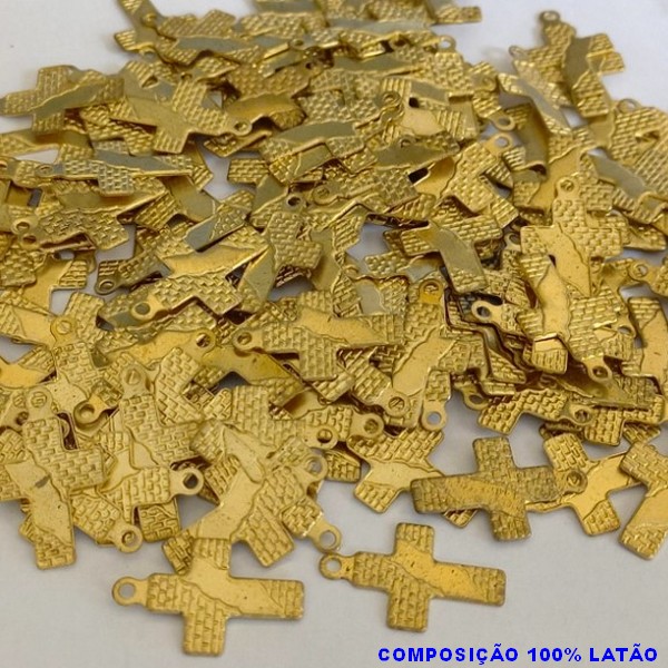 ACESSÓRIO BRUTO PRONTO PARA BANHO (CX38) -  (E2434) CRUCIFIXO VENDIDA POR UNIDADE COMPOSIÇÃO LATÃO - PESO 0,4GR - TAMANHO 18MM BRU000685