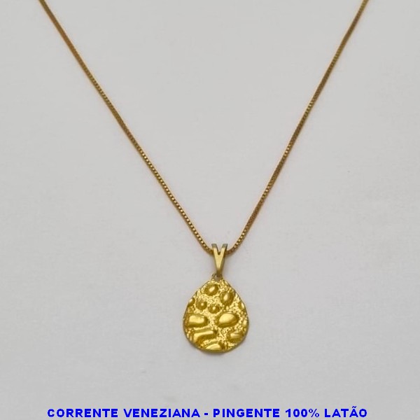 GARGANTILHA NO BRUTO PRONTO PARA O BANHO - (V3677) - GARGANTILHA COM CORRENTE VENEZIANA E PINGENTE GOTA 17MM TAMANHO 45,0CM- FECHO LAGOSTA - PESO 2,2GR BRU100251A