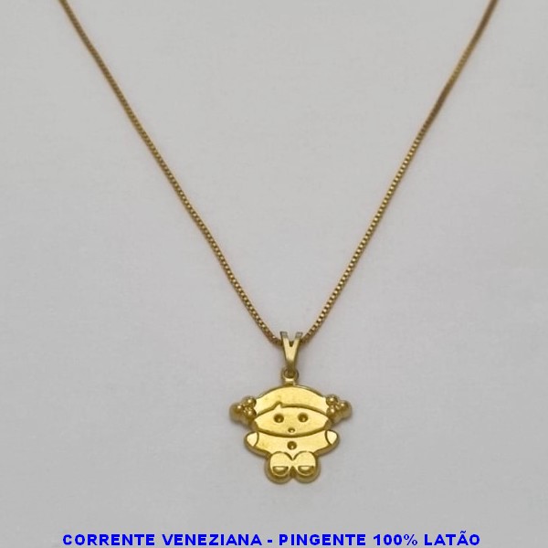 GARGANTILHA NO BRUTO PRONTO PARA O BANHO - (V2427) - GARGANTILHA COM CORRENTE VENEZIANA E PINGENTE BEBEZINHA 17MM TAMANHO 45,0CM- FECHO LAGOSTA - PESO 2,4GR BRU100255A