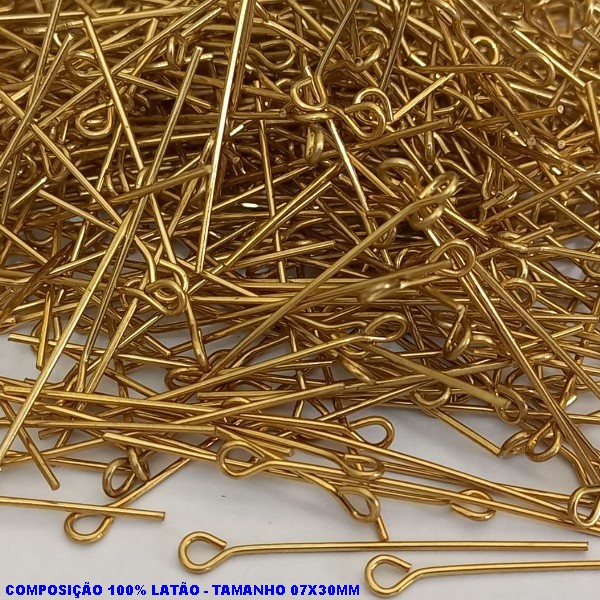 ACESSÓRIO NO BRUTO PRONTO PARA BANHO - " ALFINETE " - TAMANHO 07/30MM - PESO POR UNIDADE 0,01GR -(VENDIDO POR UNIDADE)COMPOSIÇÃO 100% LATÃO - BRU000691