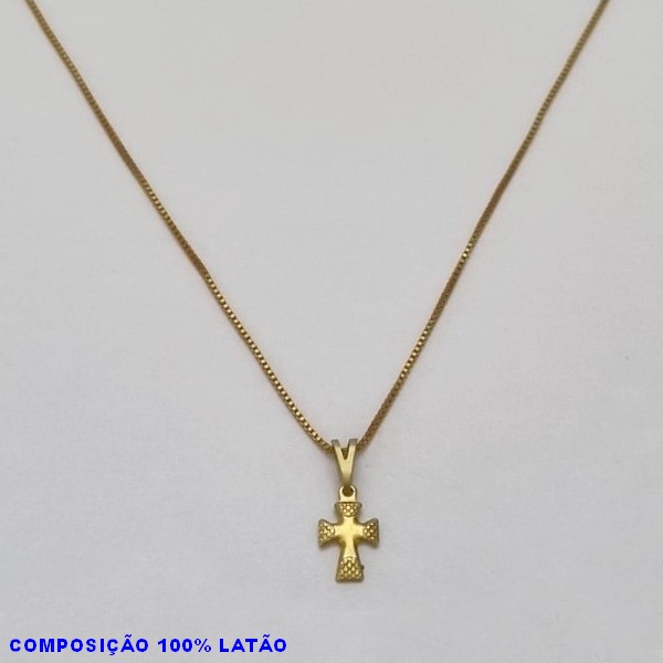 GARGANTILHA NO BRUTO PRONTO PARA O BANHO - (E2493) - GARGANTILHA COM CORRENTE VENEZIANA E PINGENTE CRUCIFIXO 12X7MM TAMANHO 45,0CM- FECHO LAGOSTA - PESO 1,8GR BRU100288A