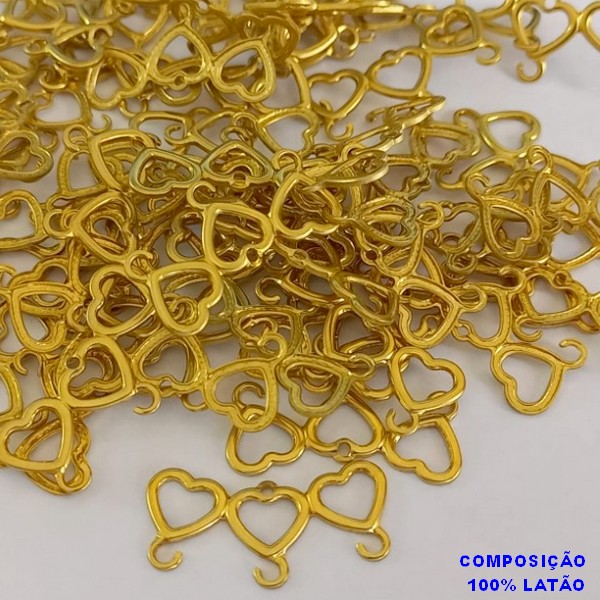 CANGA NO BRUTO PRONTO PARA O BANHO(4251) CANGA 3 CORAÇÃO RETO VAZADO 22X12MM - 0,4GR  - PEÇA VENDIDA POR UNIDADE - BRU000703