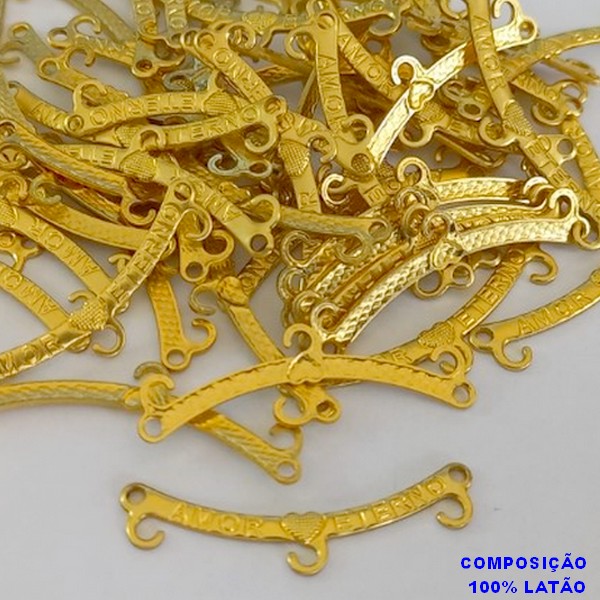CANGA NO BRUTO PRONTO PARA O BANHO(CX44)(2107) CANGA 29MM "AMOR ETERNO¨ COM 3 ARGOLA - 0,4GR  - PEÇA VENDIDA POR UNIDADE - BRU000706