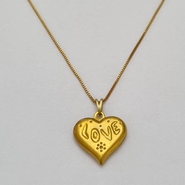 GARGANTILHA NO BRUTO PRONTO PARA O BANHO - (E346) - GARGANTILHA COM CORRENTE VENEZIANA E PINGENTE CORAÇÃO LOVE TAMANHO 20MM 45,0CM- FECHO LAGOSTA - PESO 1,6GR BRU100295A