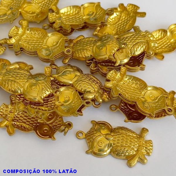 ACESSÓRIO BRUTO PRONTO PARA BANHO (CX17) - VENDIDA POR UNIDADE COMPOSIÇÃO LATÃO (526) CORUJA 26MM - PESO TOTAL 2,2GR - BRU000717