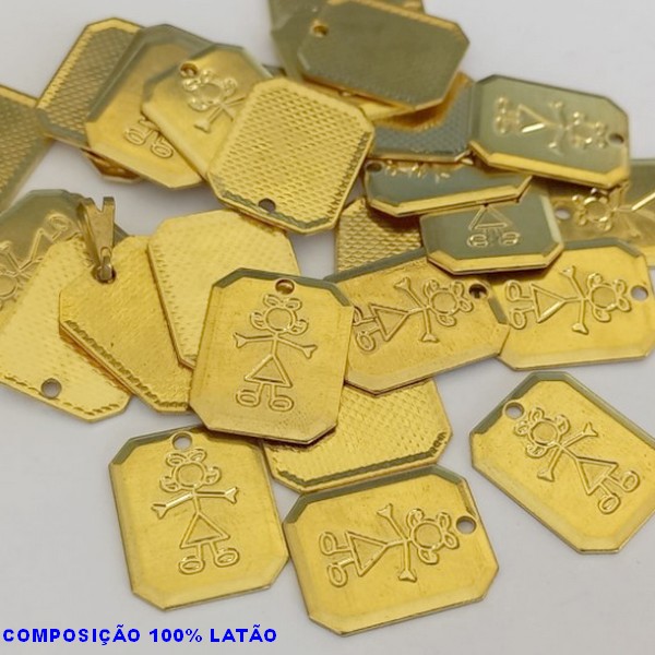 ACESSÓRIO BRUTO PRONTO PARA BANHO (CX09)  - VENDIDA POR UNIDADE COMPOSIÇÃO LATÃO (4830) PLACA CHANFRADA 15MM C/ MENINA - PESO TOTAL 1,0GR - BRU000719