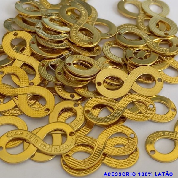 ACESSÓRIO BRUTO PRONTO PARA BANHO(CX87) - VENDIDA POR UNIDADE COMPOSIÇÃO LATÃO (1058) QUE SEJA INFINITO 30X14MM COM 2 FUROS  - PESO TOTAL 1,3GR - BRU000725