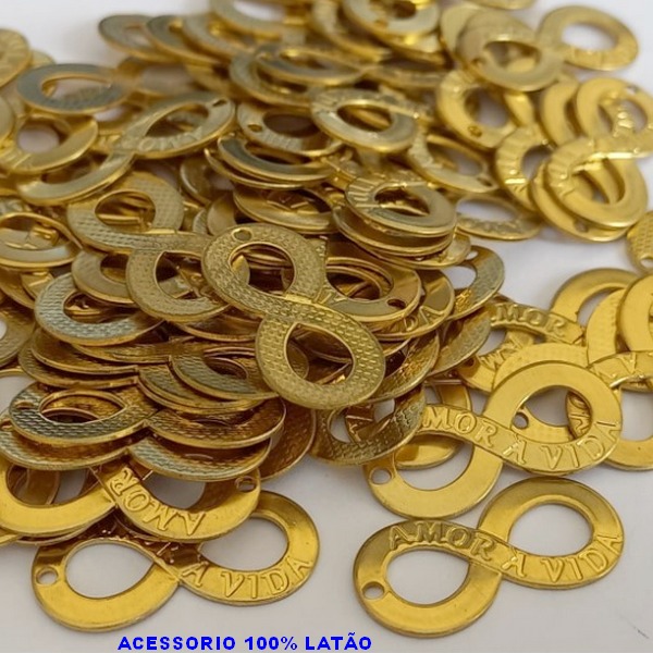 ACESSÓRIO BRUTO PRONTO PARA BANHO(CX87) - VENDIDA POR UNIDADE COMPOSIÇÃO LATÃO (1900) INFINITO "AMOR A VIDA" 22X10MM C/ 1 FURO ENCIMA - PESO TOTAL 0,7GR - BRU000729