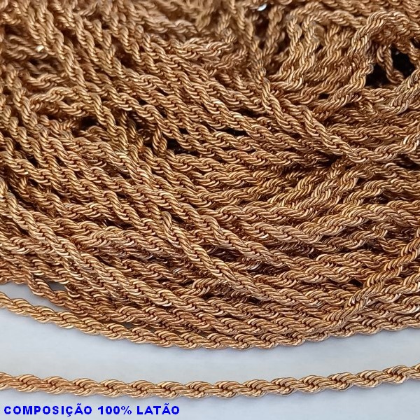 ACESSORIO CORRENTE NO BRUTO PRONTO PARA O BANHO(COMPOSIÇÃO 100% LATÃO) - CORRENTE " CORDÃO BAIANO "  - CORRENTE VENDIDA POR METRO(PESO DO METRO )LARGURA 2,5MM - BRU000748