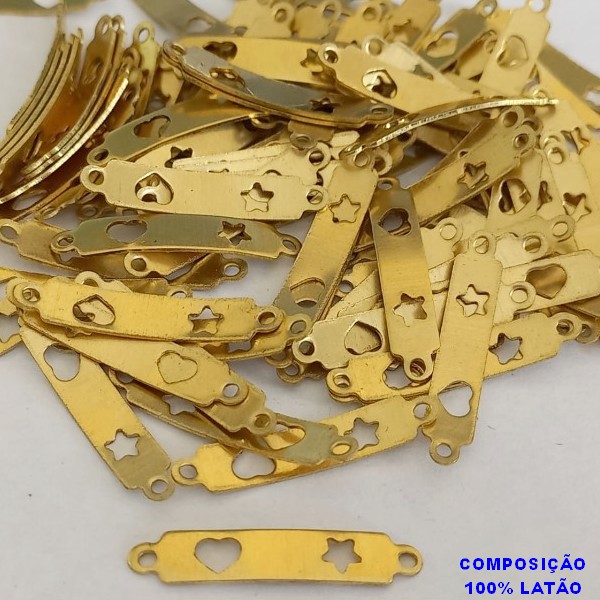 ACESSÓRIO BRUTO PRONTO PARA BANHO -  (3.1168) CHAPINHA ESTRELA E CORAÇÃO VENDIDA POR UNIDADE COMPOSIÇÃO LATÃO - PESO 0,3GR - TAMANHO 23MM BRU000790