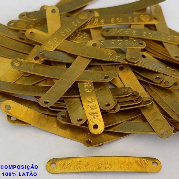 ACESSÓRIO BRUTO PRONTO PARA BANHO -  (3.1723) CHAPINHA ESCRITO MÃE EU TE AMO VENDIDA POR UNIDADE COMPOSIÇÃO LATÃO - PESO 0,7GR - TAMANHO 35MM BRU000792