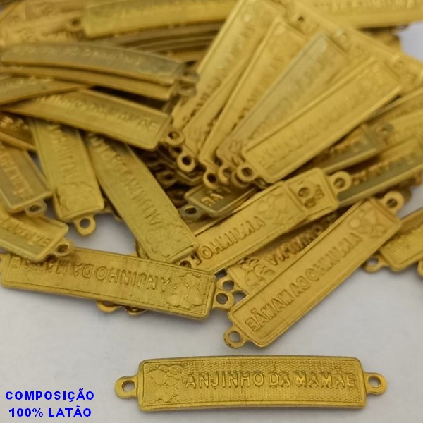 ACESSÓRIO BRUTO PRONTO PARA BANHO -  (3.1263) CHAPINHA ESCRITO ANJINHO DA MAMÃE VENDIDA POR UNIDADE COMPOSIÇÃO LATÃO - PESO 0,7GR - TAMANHO 28MM BRU000794