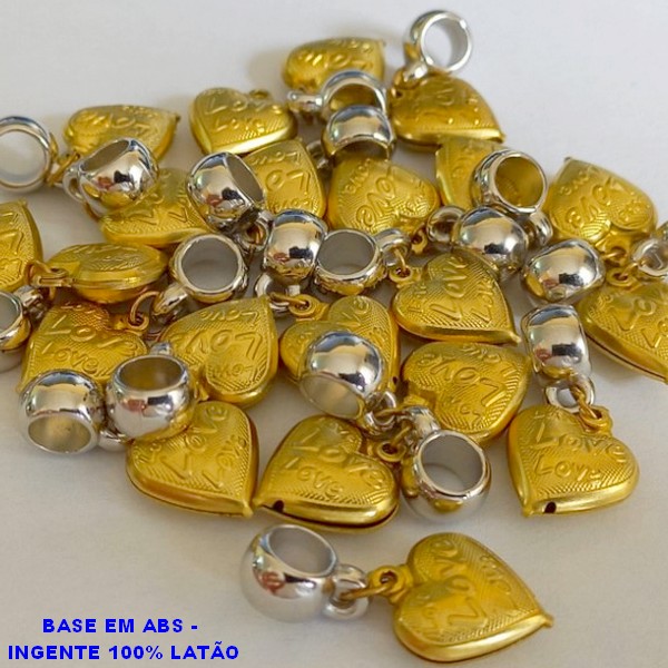 ACESSÓRIO NO BRUTO PRONTO PARA O BANHO CORAÇÃO C/ LOVE 26MM- BERLOQUE PARA PULSEIRA SIMILAR A PANDORA(PEÇA VENDIDA POR UNIDADE) - PESO 1,1GR - BRU000817