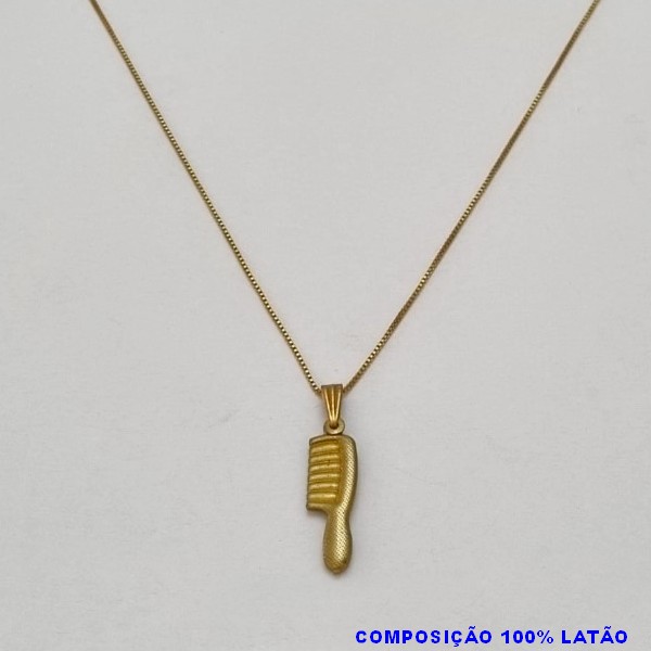 GARGANTILHA NO BRUTO PRONTO PARA O BANHO - (3.256) - GARGANTILHA COM CORRENTE VENEZIANA E PINGENTE PENTE TAMANHO 45,0CM- FECHO LAGOSTA - PESO 2,8GR BRU100306A