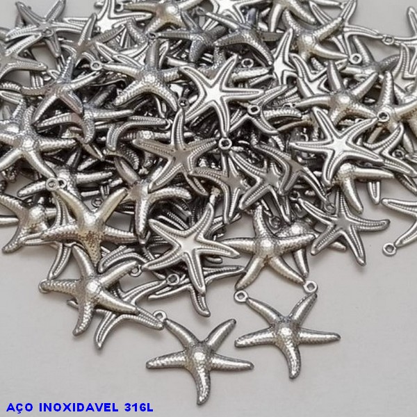 ACESSÓRIO EM AÇO INOXIDÁVEL 316L - ESTRELA DO MAR TAMANHO 20MM COMPOSIÇÃO 100% AÇO INOXIDÁVEL - AÇO450