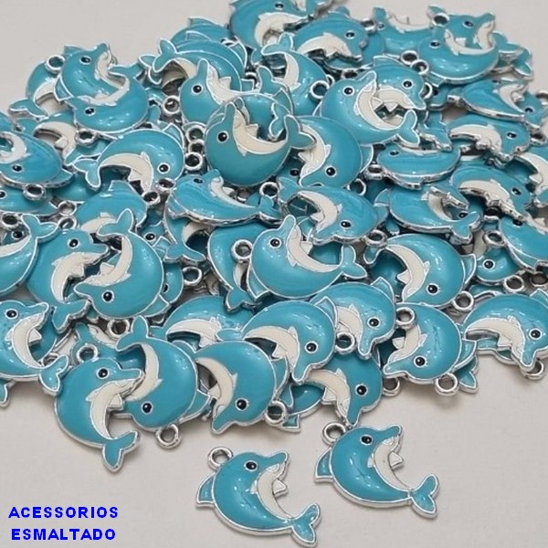ACESSÓRIO NO BRUTO PRONTO PARA O BANHO - GOLFINHO FEITO EM ALTA FUSÃO - ESMALTADO - TAMANHO 23MM  - PESO 1,2GR - BRU000829
