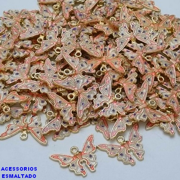 ACESSÓRIO NO BRUTO PRONTO PARA O BANHO -  BORBOLETA ROSA FEITO EM ALTA FUSÃO - ESMALTADO - TAMANHO 23MM  - PESO 1,6GR - BRU000830
