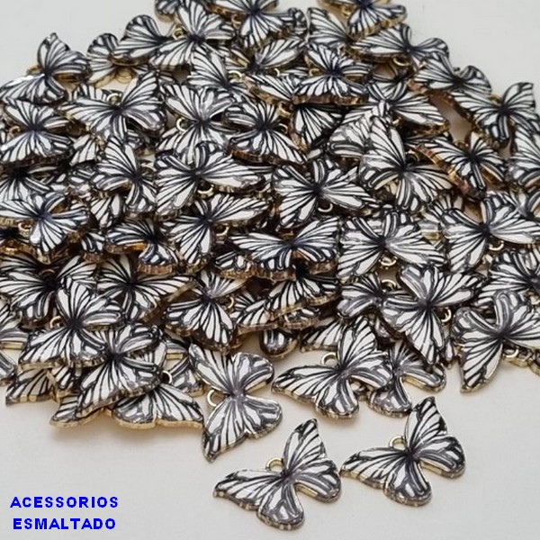 ACESSÓRIO NO BRUTO PRONTO PARA O BANHO - BORBOLETA LISTRADA FEITO EM ALTA FUSÃO - ESMALTADO - TAMANHO 21MM  - PESO 1,7GR - BRU000835