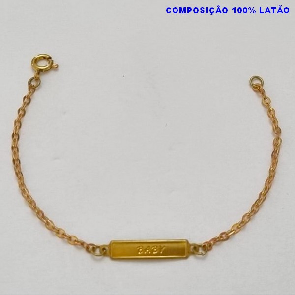 PULSEIRA NO BRUTO PRONTO PARA O BANHO(3.1285) PLACA BABY TAMANHO 15CM - PESO 1,1GR  E FECHO LAGOSTA - BRU100316A