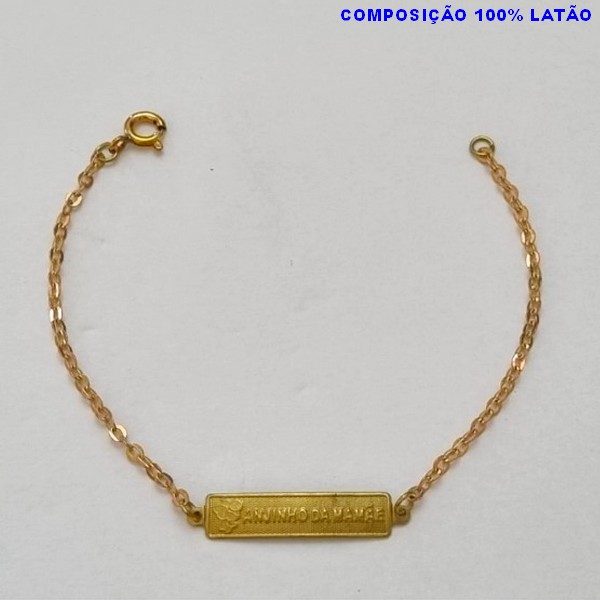 PULSEIRA NO BRUTO PRONTO PARA O BANHO(3.1263) PLACA ANJINHO DA MAMÃE TAMANHO 15CM - PESO 1,5GR  E FECHO LAGOSTA - BRU100317A