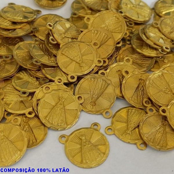 ACESSÓRIO BRUTO PRONTO PARA BANHO -  (3.1973A2) NOSSA SENHORA APARECIDA VENDIDA POR UNIDADE COMPOSIÇÃO LATÃO - PESO 0,7GR - TAMANHO 14MM BRU000841