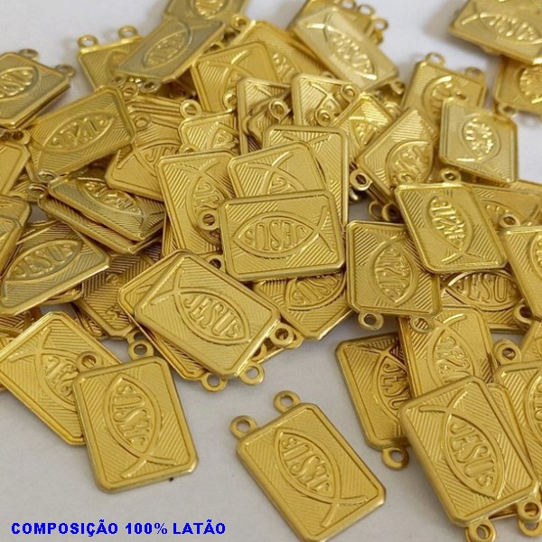 ACESSÓRIO BRUTO PRONTO PARA BANHO -  (3.846A2) PLACA JESUS VENDIDA POR UNIDADE COMPOSIÇÃO LATÃO - PESO 0,7GR - TAMANHO 17X11MM BRU000842
