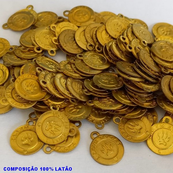 ACESSÓRIO BRUTO PRONTO PARA BANHO -  (3.1854A1) I LOVE MY CAT VENDIDA POR UNIDADE COMPOSIÇÃO LATÃO - PESO 0,5GR - TAMANHO 11MM BRU000849