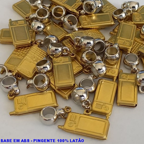 ACESSORIO NO BRUTO PRONTO PARA O BANHO(CX119) PINGENTE CELULAR (1852) 32MM - BERLOQUE PARA PULSEIRA SIMILAR A PANDORA(PEÇA VENDIDA POR UNIDADE) - PESO 1,8GR - BRU000867
