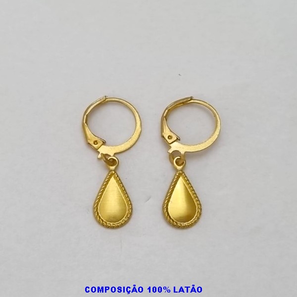BRINCO NO BRUTO PRONTO PARA O BANHO(CX112) - (3707) GOTA COM ARGOLA DE PRESSÃO 26MM - PESO TOTAL 1,6GR - BRU100365A