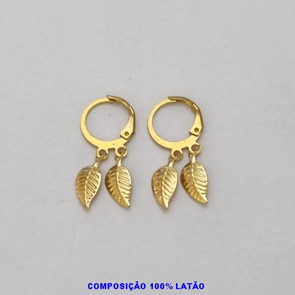 BRINCO NO BRUTO PRONTO PARA O BANHO - (POTE) BRINCO 2 FOLHAS COM ARGOLA DE PRESSÃO 26MM - PESO TOTAL 1,0GR - BRU100367A