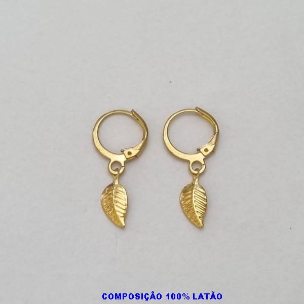 BRINCO NO BRUTO PRONTO PARA O BANHO(CX110) - (POTE) BRINCO 1 FOLHAS COM ARGOLA DE PRESSÃO 26MM - PESO TOTAL 0,8GR - BRU100368A