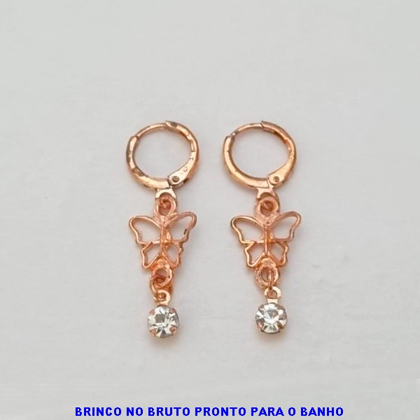 BRINCO NO BRUTO PRONTO PARA O BANHO- ARGOLA DE PRESSÃO BORBOLETA E STRASS TAMANHO 33MM PESO 2,0GR - BRU100381A