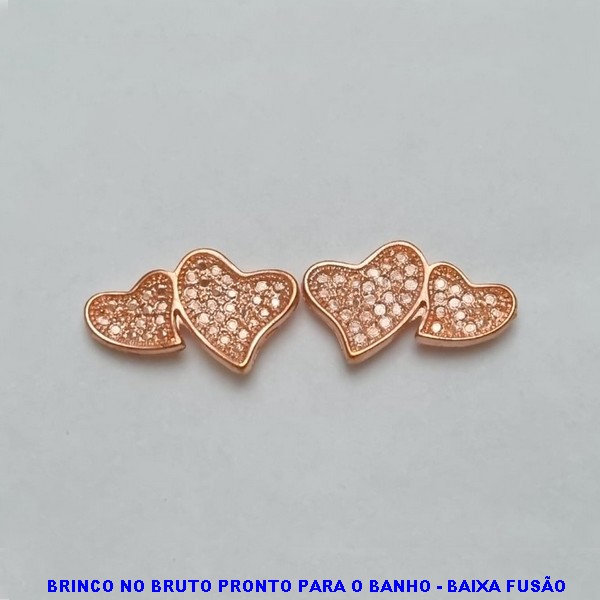 BRINCO NO BRUTO PRONTO PARA O BANHO- CORAÇÃO DUPLO TAMANHO 18MM PESO 2,2GR - BRU100387A