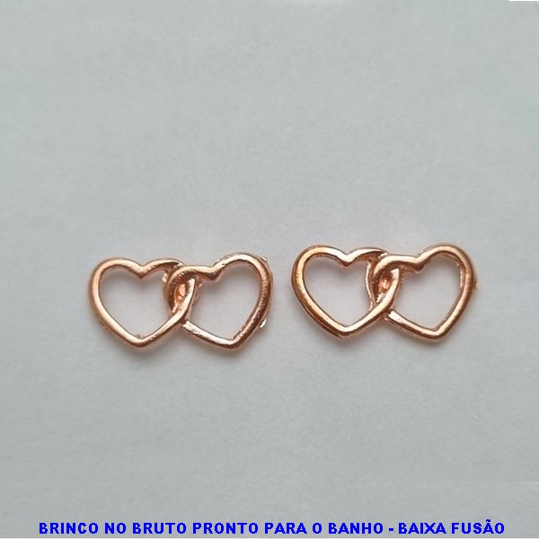 BRINCO NO BRUTO PRONTO PARA O BANHO- CORAÇÃO DUPLO TAMANHO 11MM PESO 1,0GR - BRU100388A
