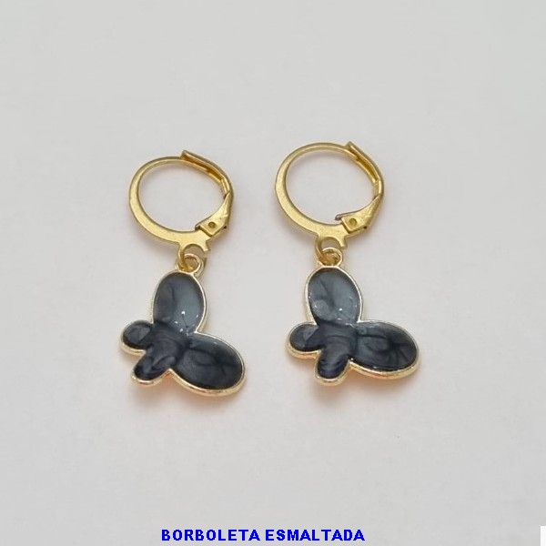 BRINCO NO BRUTO PRONTO PARA O BANHO- ARGOLA DE PRESSÃO BORBOLETA  ESMALTADO TAMANHO 17MM PESO 2,8GR - BRU100392A