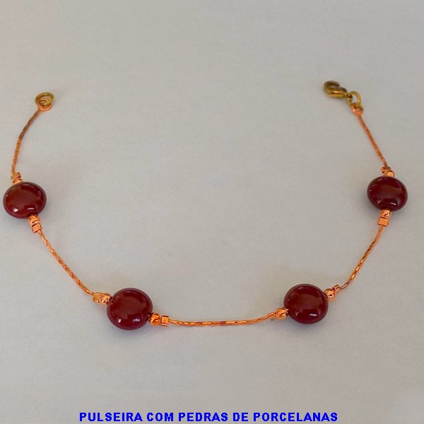 PULSEIRA NO BRUTO PRONTO PARA O BANHO(CX78) -  PULSEIRA FEMININA COM PEDRA DE PORCELANA - TAMANHO 18CM  - PESO 3,6GR  E FECHO LAGOSTA - BRU100406A