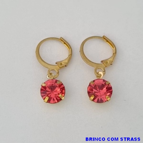 BRINCO BRUTO PARA BANHO()CX87)ARGOLA DE PRESSÃO STRASS ROSA TAMANHO 23MM - PESO 1,7GR -  BRU100431A
