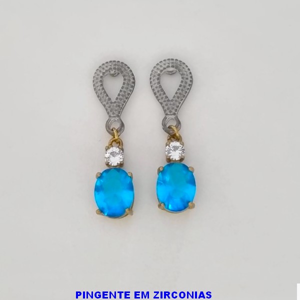 BRINCO NO BRUTO PARA BANHO(CX92) BASE DESENHADA COM ZIRCÔNIA (7MM) TAMANHO COM A BASE 30MM - PESO 4,0GR -  BRU100438A