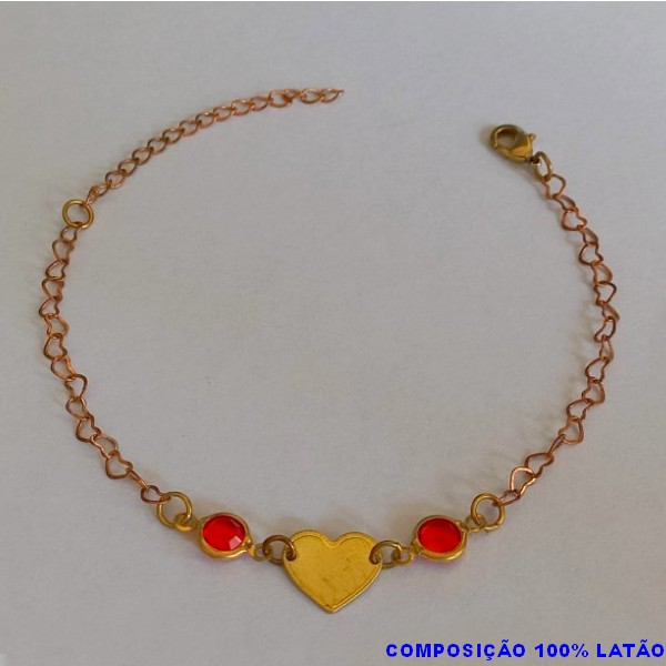 PULSEIRA NO BRUTO PRONTO PARA O BANHO (CX84) COM CRISTAL DE VIDRO COLORIDO - TAMANHO 18CM -  PESO TOTAL 2,2GR - BRUBRU2114A