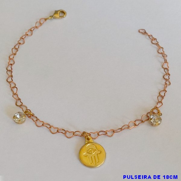 PULSEIRA NO BRUTO PRONTO PARA O BANHO (CX84) COM CRISTAL DE VIDRO COLORIDO - TAMANHO 18CM -  PESO TOTAL 2,2GR - BRUBRU2116A